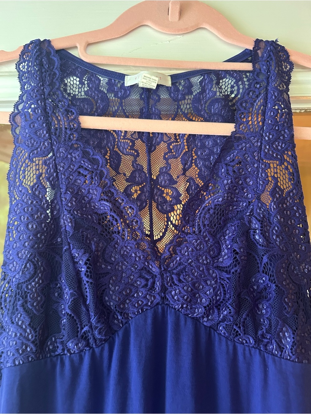 Fleur’t belle époque lace chemise slip dress royal blue Small. - Picture 3 of 6